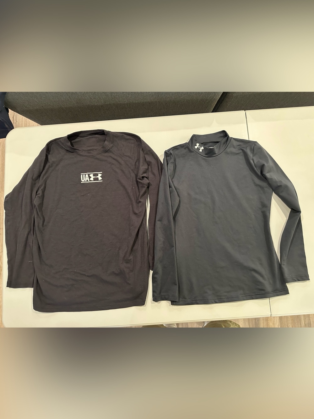 2 Under Armour youth shirts turtleneck long sleeve 
YLG YMD coldgear soccer